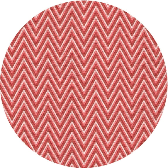 Ahgly Company Machine Washable Indoor Round Transitional Light Coral Pink Area Rugs, 8' Round