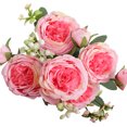 thumbnail image 2 of 3 racimos 5 cabezas rosas persas artificiales boda atado a mano ramo de flores rosas sala de estar decoración del hogar rosa oscuro, 2 of 10