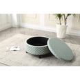 thumbnail image 2 of Round Storage Ottoman with Nailhead, Geometric, 2 of 3