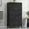 thumbnail image 2 of UBesGoo Bathroom Floor Storage Cabinet with 2 Doors Adjustable Shelf and 2 Drawers for Bathroom, Living Room, Hallway, Black, 2 of 22