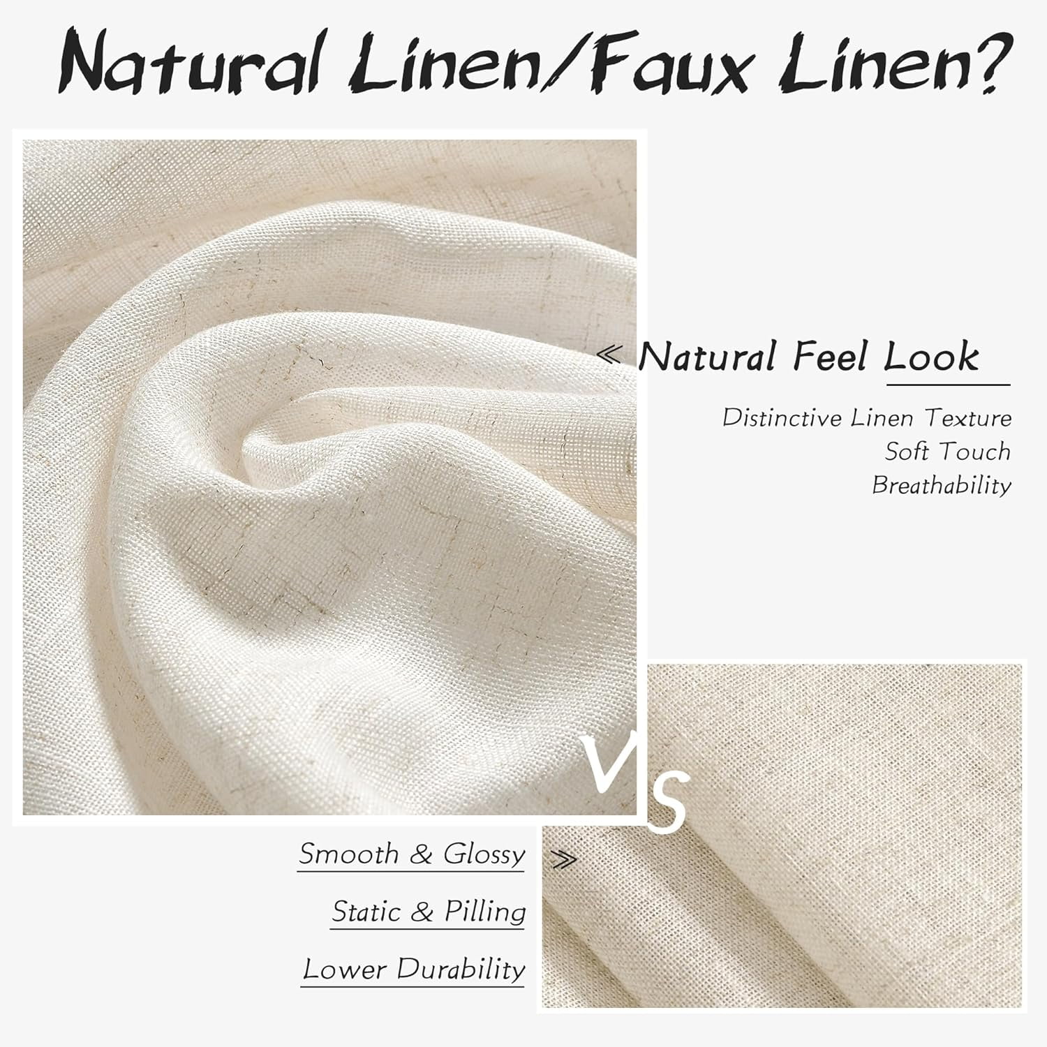 Natural Linen Sheer Curtains for Living Room Bedroom Hook Belt Back Tab Pinch Pleated Light Filtering Ivory White Neutral Boho Modern Farmhouse Linen Drapes 2 Panels
