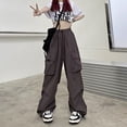 thumbnail image 5 of Pantalones Cargo holgados de pierna ancha para mujer, Joggers casuales, pantalones de chándal de cintura baja sólidos, pantalones con cordón, ropa de calle Y2k, pantalones de chándal sueltos, 5 of 5