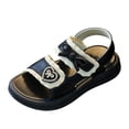 thumbnail image 3 of Xfvqtps Kids Girls Beach Sandals Bow Open Toe PVC Soft Sole Flats Hook and Loop Summer Shoes, 3 of 7