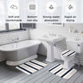 thumbnail image 6 of Navy Blue Khaki Striped Bathroom Rugs Set Modern Non Slip Absorbent Soft Bath Mats 3 Piece Set with Bathroom Rug, U-Shaped Floor Mat, Toilet Seat Cover Large Size, 6 of 9