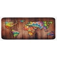 thumbnail image 1 of Floral World Map Kitchen Mat, World Map on Wooden Rustic Planks Abstract Countries in Vibrant Colors, Plush Decorative Kitchen Mat with Non Slip Backing, 47" X 19", Multicolor, by Ambesonne, 1 of 1
