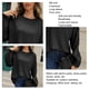 thumbnail image 3 of Suéter de punto acanalado con cuello redondo para mujer Otoño Invierno Suelto Casual Color puro Suéter para ir de compras Negro M, 3 of 4