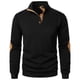 thumbnail image 3 of pstuiky camisas de manga larga para hombre, Suéter de hombre con botones, color liso, cuello alto, mangas largas y cuadrados pequeños salir tops xxl, 3 of 4