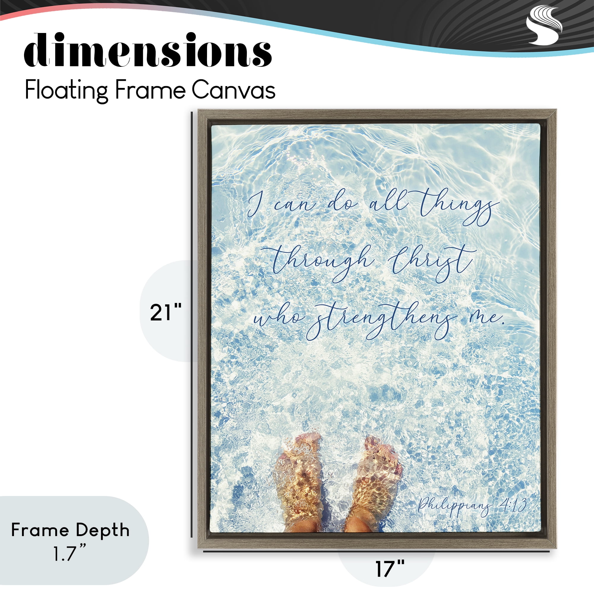 Stupell Industries I Can Do All Things Brown Framed Floater Canvas Wall Art, design by Sarah Jane
