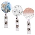 thumbnail image 4 of 3Pcs Portable Marble Retractable Badge Holder Reel Key ID Name Card Belt Clip, 4 of 9