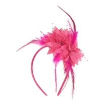 Unique Bargains 1 Pc Headband Flower Feathers Hair Accessories for Women Rose Red