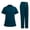 Caribbean Blue, variant on Scrubs for Women Set-Zipper Collar top & Straight Pants Scrubs set Medical Nursing uniforms Clearance