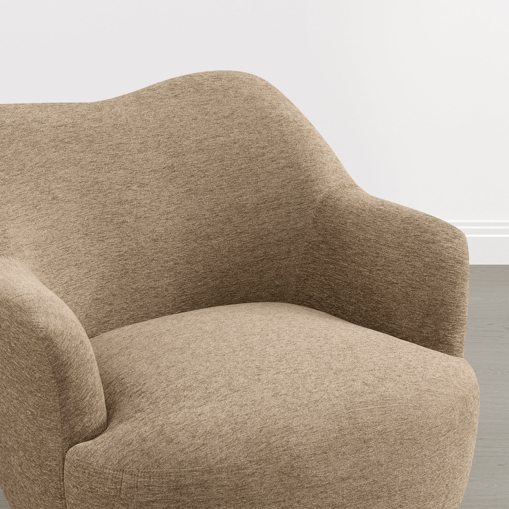 Spruce & Spring Swivel Accent Chair, Upholstered Barrel Armchair for Living Room Bedroom Reading Nook, Sand