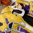thumbnail image 4 of jejeloiu Football Sport City 7-Piece Bedding Comforter Set,Purple Yellow King Bedding Sets For Teens Reversible, 4 of 8