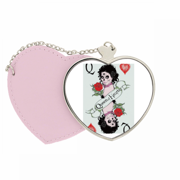 Playing Cards Q Illustration Pattern Mirror Travel Purse Makeup Heart Pink