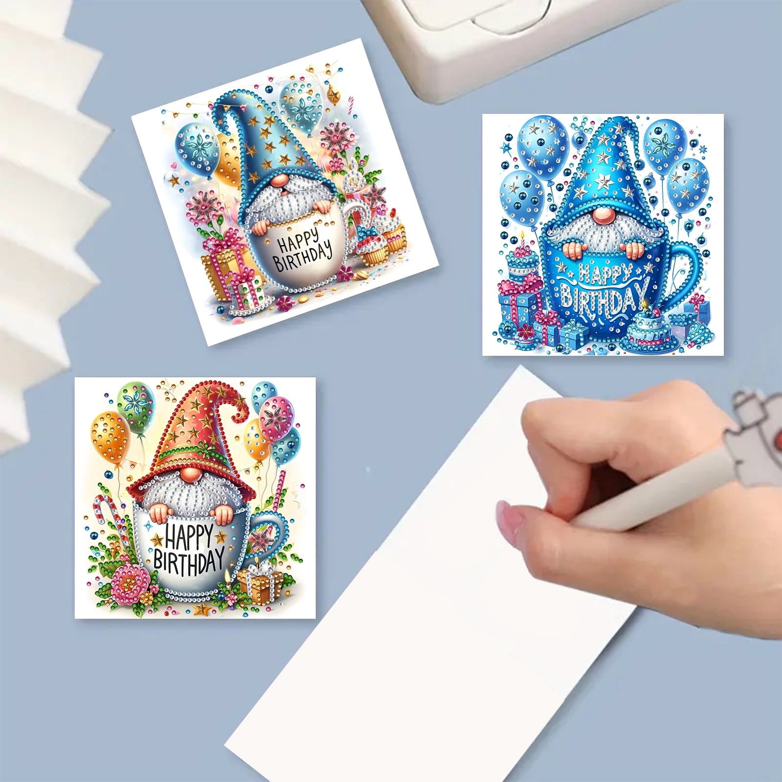 FLOPESN 24Pcs DIY Folding Greeting Card Diamond Art Painting Creative Design Blessing Card Set for Birthday Crafts Gift