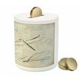 thumbnail image 3 of Dragonfly Piggy Bank, Romantic Vintage Sketch in Pastel Grass Birthday Grunge Grass Botany Art, Ceramic Coin Bank Money Box for Cash Saving, 3.6" X 3.2", Seafoam and Tan, by Ambesonne, 3 of 4