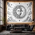 thumbnail image 6 of Sun and Moon with Clouds on Off-White Background, Mystical Vintage Illustration for Space Lovers, Celestial Wall Art Decor, Housewarming Gift, Tapestry Wall Hanging for Bedroom and Living Room, 6 of 7