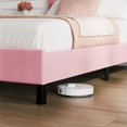thumbnail image 5 of Upholstered Bed Frame with Adjustable Headboard, Linen or Velvet Platform Bed, Wooden Slat Support, Noise-Free Design, No Box Spring Needed, Easy Assembly, Twin, Pink, 5 of 6