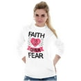 thumbnail image 5 of Faith Over Fear Breast Cancer Ribbon Women's Long Sleeve T Shirt Brisco Brands L, 5 of 6