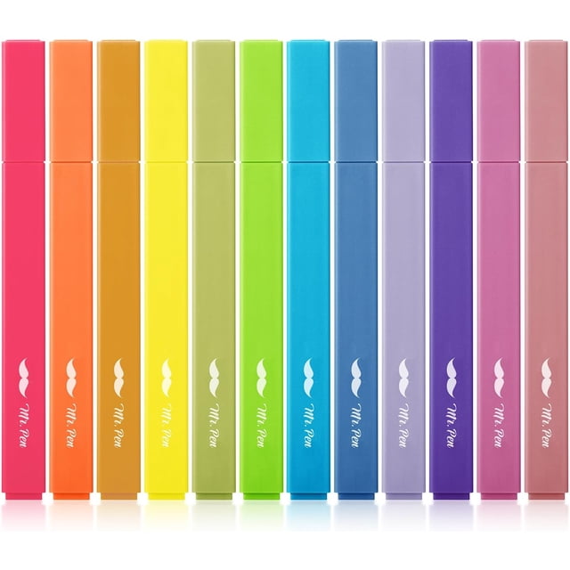- Aesthetic Highlighters, 12 pcs, Chisel Tip, Vibrant Colors, Bible Highlighters and Pens No Bleed