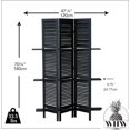 thumbnail image 3 of 3 Panel Shelves and Shutters Room Divider, Rustic Black, Fir Wood and MDF, Approximately 6 Ft Tall, 47.25 L x 9.75 W x 70.75 H inches, 33.5 lbs (120 L x 25 W x 180H), 3 of 6