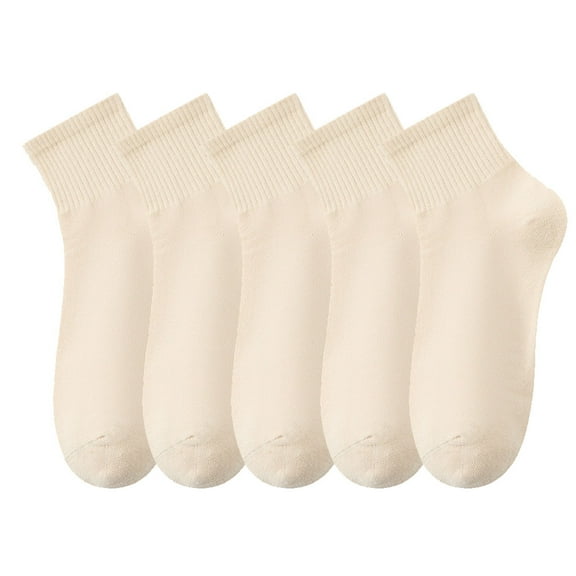 Socks cotton girls' solid color socks sports spring and summer socks cotton socks,ecru