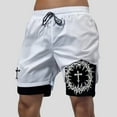 thumbnail image 4 of LIIPEE Mens Casual Shorts Summer Breathable 3D Printed Stretch Elastic Waist Drawstring Double Layer Fitness Shorts Male Soft Basketball Golf Gym Shorts,White,XL, 4 of 4