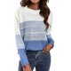 thumbnail image 1 of Suéter de mujer con hombros caídos y cuello redondo de manga larga con degradado para otoño invierno azul S, 1 of 6