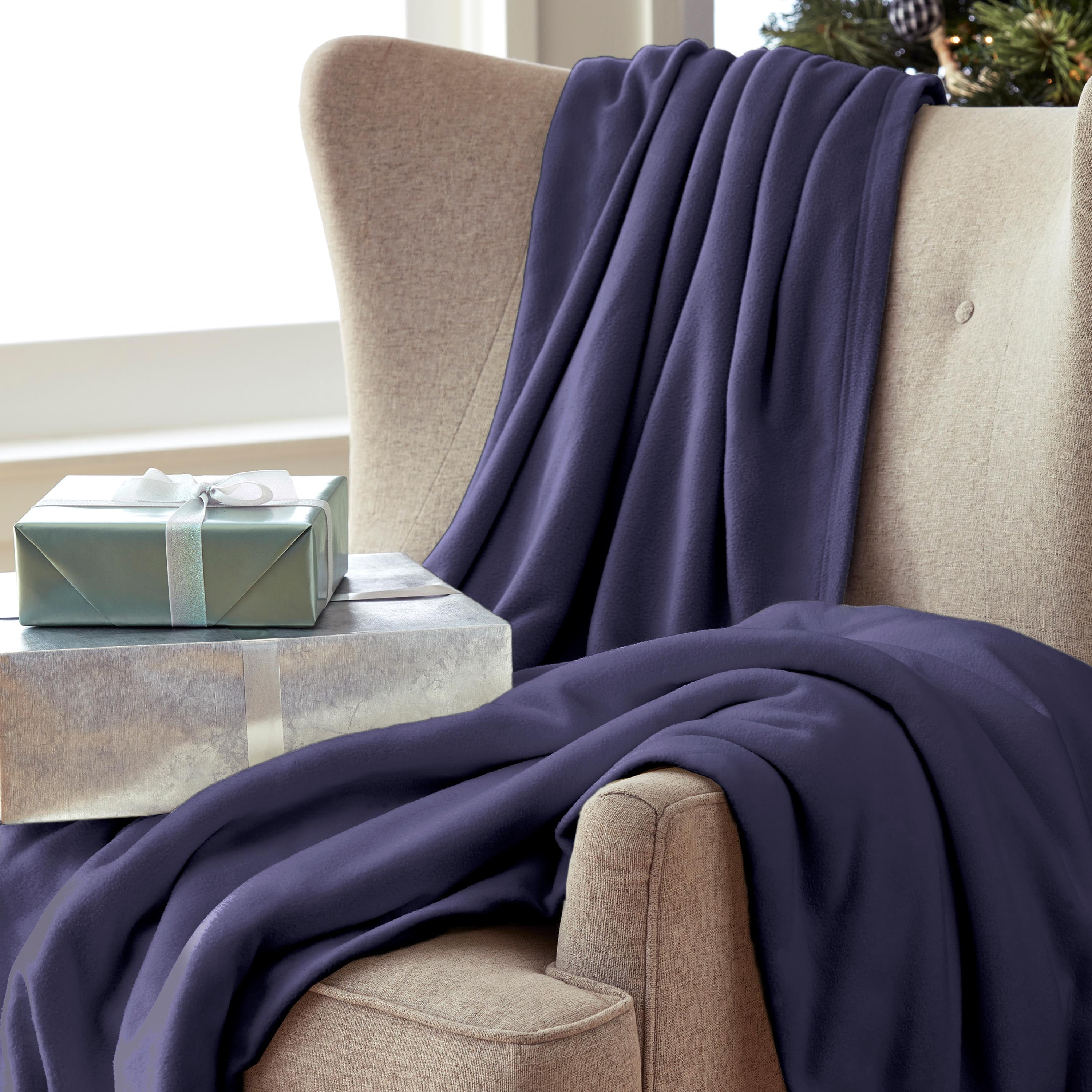 Comfy Supersoft Fleece Bed Blanket – Lightweight All-Season – King Size – Navy