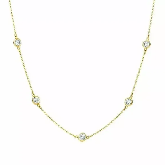 2Ct Round Cut D/VVS1 Moissanite By The Station Yard Necklace 14k Yellow Gold Plated
