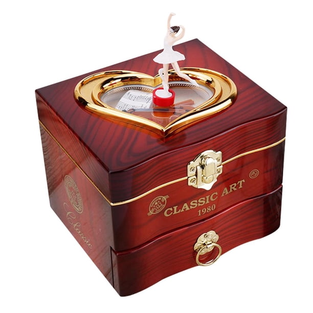 Caja de música de bailarina giratoria Caja de joyería ligera Mini para novia San Valentín