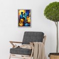 thumbnail image 2 of Abstract Oil Painting Jazz Blues Musician With Instruments Artwork Framed Wall Art Print A4, 2 of 4
