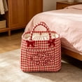 thumbnail image 2 of Boho Fabric Storage Basket, Quilted Floral Print Fabric Storage Basket with Reinforced Handles, Collapsible Quilted Laundry Basket Organizer Bin for Bedroom Closet Home Decor Car Storage Picnic,Small, 2 of 14