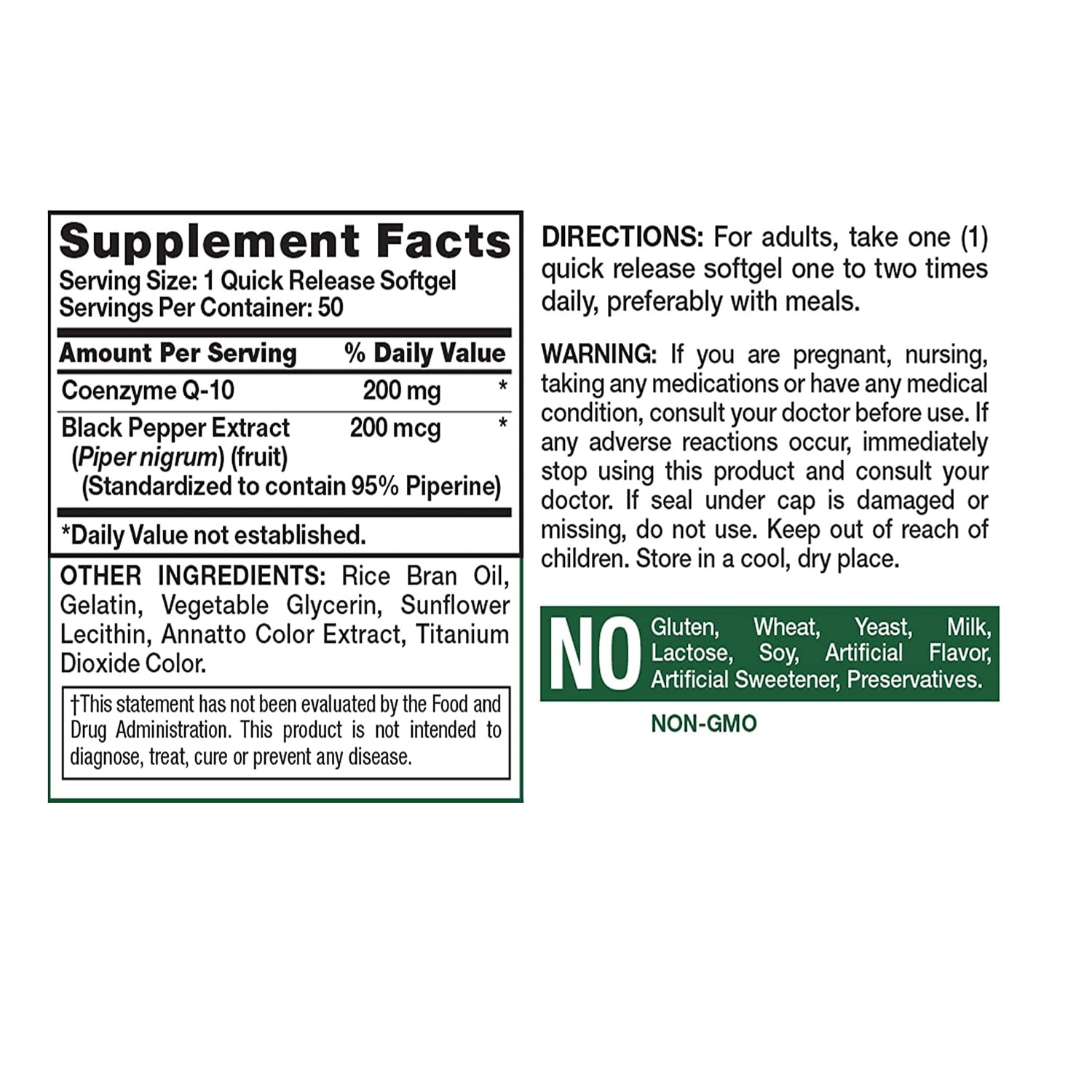 3 Pack - Nature's Truth Enhanced Absorption CoQ10 200 mg Softgels, 50 ea