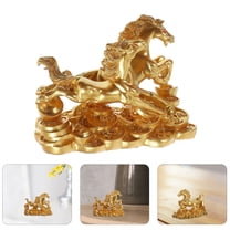 STRANDCHIC Golden Resin Horse Statue for Home Decor, Elegant Running Horse Sculpture with Stable Base, Luxury