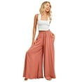 thumbnail image 2 of FJUCHAI Women's Solid Wide Leg Pants Summer Elastic Waistband Flowy Trousers High Waist Long Skirt Pants S-2XL, 2 of 8