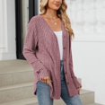 thumbnail image 5 of Light Weight Cardigan for Women Open Front Coat Long Sleeve Fashion Soft Knit Fall Spring Cardigans Stretchy Lightweight Sweater Wine 2XL, 5 of 8