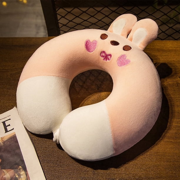 Almohada de espuma viscoelástica con forma de U de dibujos animados, almohada para el cuello voladora, almohada de viaje de rebote lento con forma de U para el cuello, almohada para la oficina