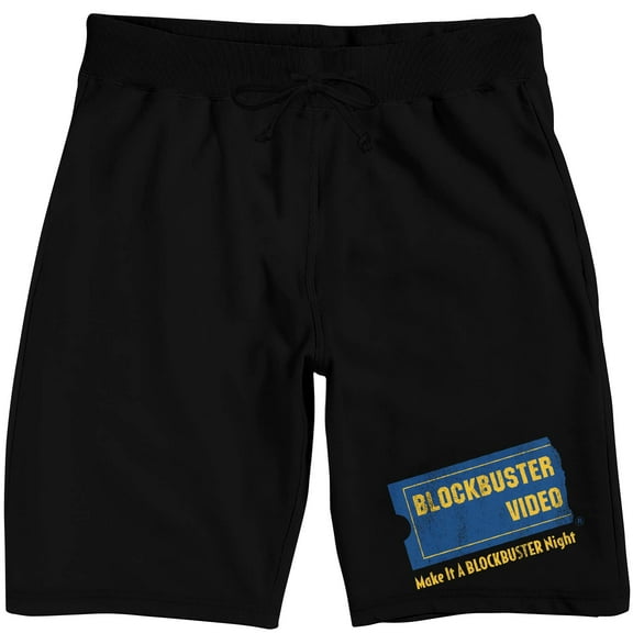 Blockbuster Text and Logo Men's Black Sleep Pajama Shorts-3XL