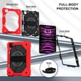 thumbnail image 2 of for iPad Pro 11" 2022/2021/2020/2018 Case, Military Grade Heavy Duty Silicone Protection Cover with Pencil Holder + Rotating Stand + Handle Rugged Cover for iPad Air 5/Air 4 10.9" 2022, Red+black, 2 of 6