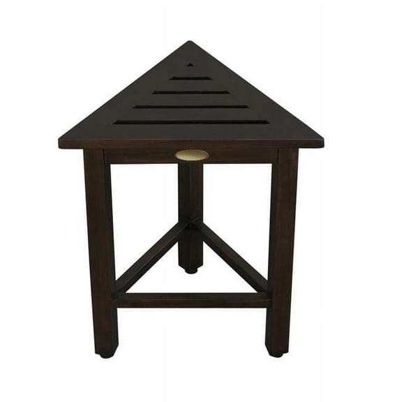 18 in. Hotel Dark Teak Triangle Corner Shower Bench or Shelf