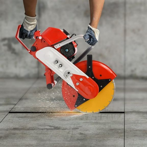 Modern 78.5CC 2 Stroke Gas Power Cement Concrete Cut Off Saw Cutting Tool with Blade 2.9KW 6500rpm Tank Capacity 0.7L 12.29*8.27*12.6in for Cutting Steel, Aluminum Alloys, Wood, Steel Bars