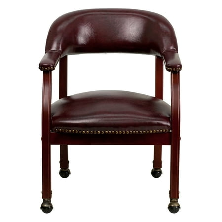 Flash Furniture Sarah Oxblood Vinyl Luxurious Conference Chair with Accent Nail Trim and Casters