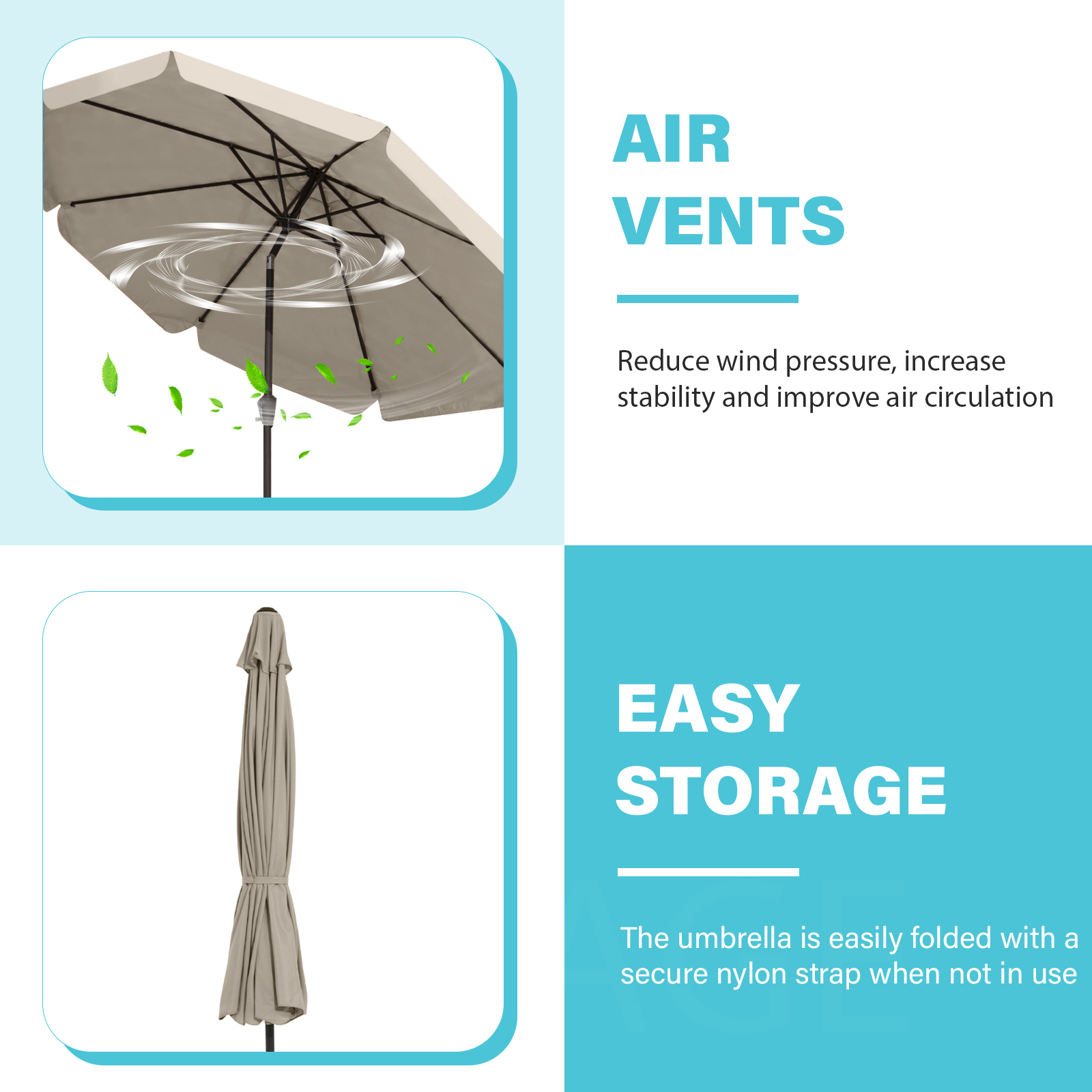 Fundaze 10 Ft Outdoor Patio Umbrella Beige photo 6