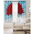 thumbnail image 2 of Red Tree Blackout Curtains for Bedroom Living Room Darkening Curtains 54 Inch Long Winter Sky Gradient Landscape Watercolor Short Curtain for Small Window Treatment Insulated Grommet Drapes 52"x54"x2, 2 of 9