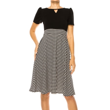 MOA COLLECTION Women's Knee-length Color Block Dress with Pockets