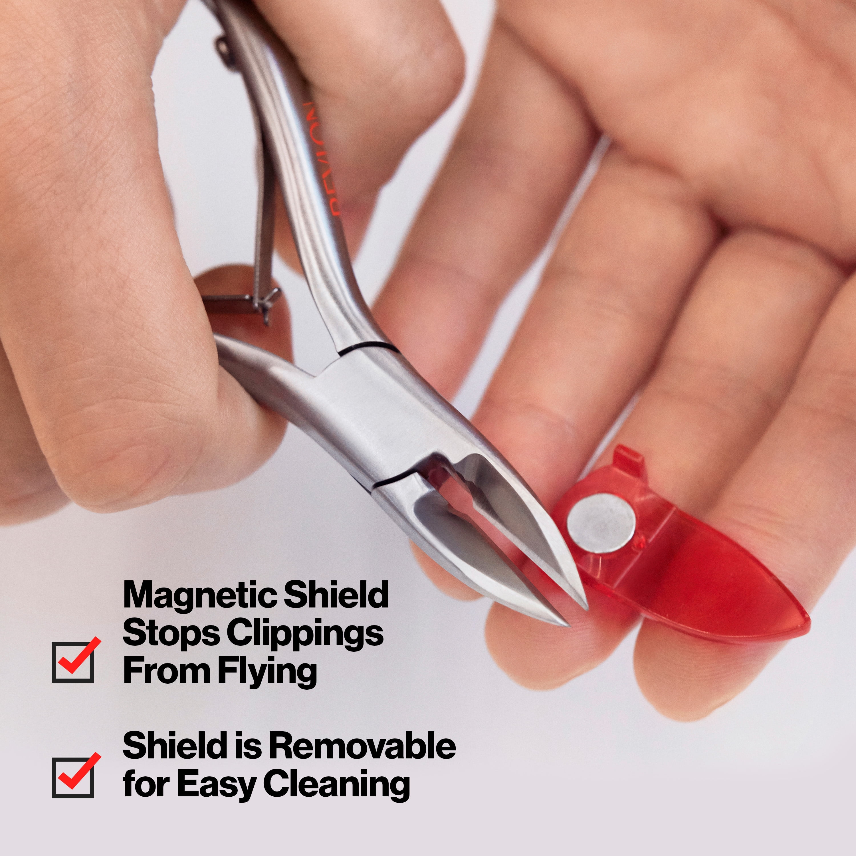 Revlon No-Ricochet Cuticle Nail Nipper and Hangnail Remover, Ultra Sharp Non-Corrosion Stainless Steel Personal Grooming Tool with Strong Blades