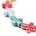 thumbnail image 3 of Handmade Porcelain Beads Bright Glazed Porcelain Cross Colorful 16~17x13~13.5x5.5mm Hole: 1.4mm about 20pcs/strand 13.39 inch(34cm) Porcelain, 3 of 4