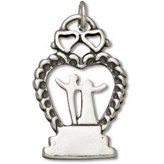 Sterling Silver 18" .8mm Box Chain Bride And Groom Wedding Couple Cake Topper Pendant Necklace