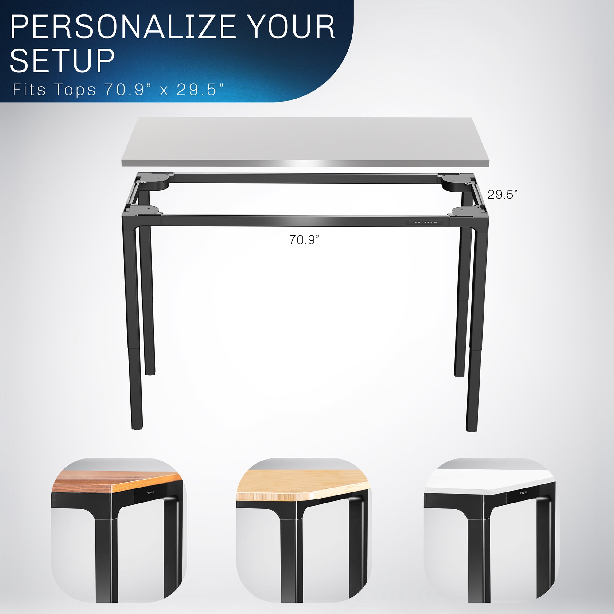 VIVO Black Electric Quad-Motor Height Adjustable 4-Leg Standing Desk Frame